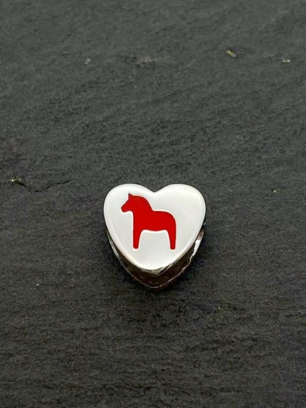 Pandora Sweden Dala Horse Heart Charm Swedish Travel Sterling Silver Jewelry